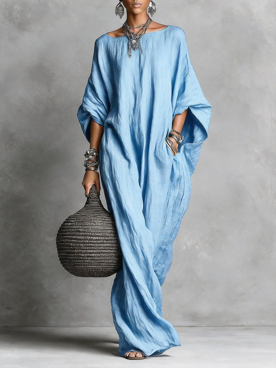 Women's Fluid Oversized Maxi Dress - Graceful Silhouettes
