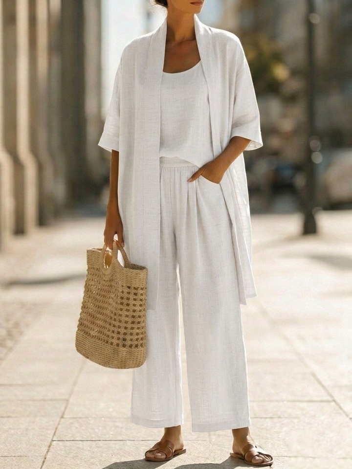 Women's Linen-cotton Three-piece Set - Everyday Comfort