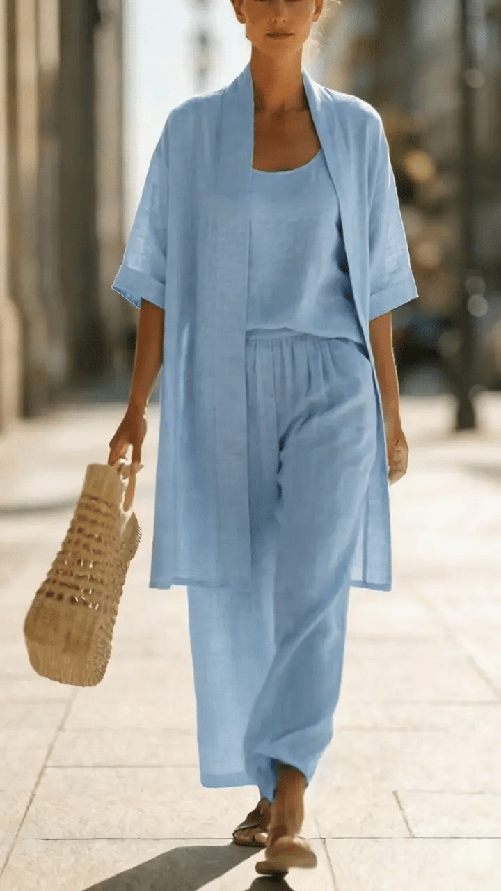 Women's Linen-cotton Three-piece Set - Everyday Comfort