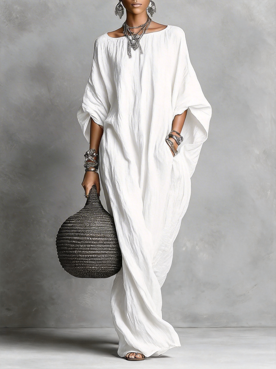 Women's Fluid Oversized Maxi Dress - Graceful Silhouettes