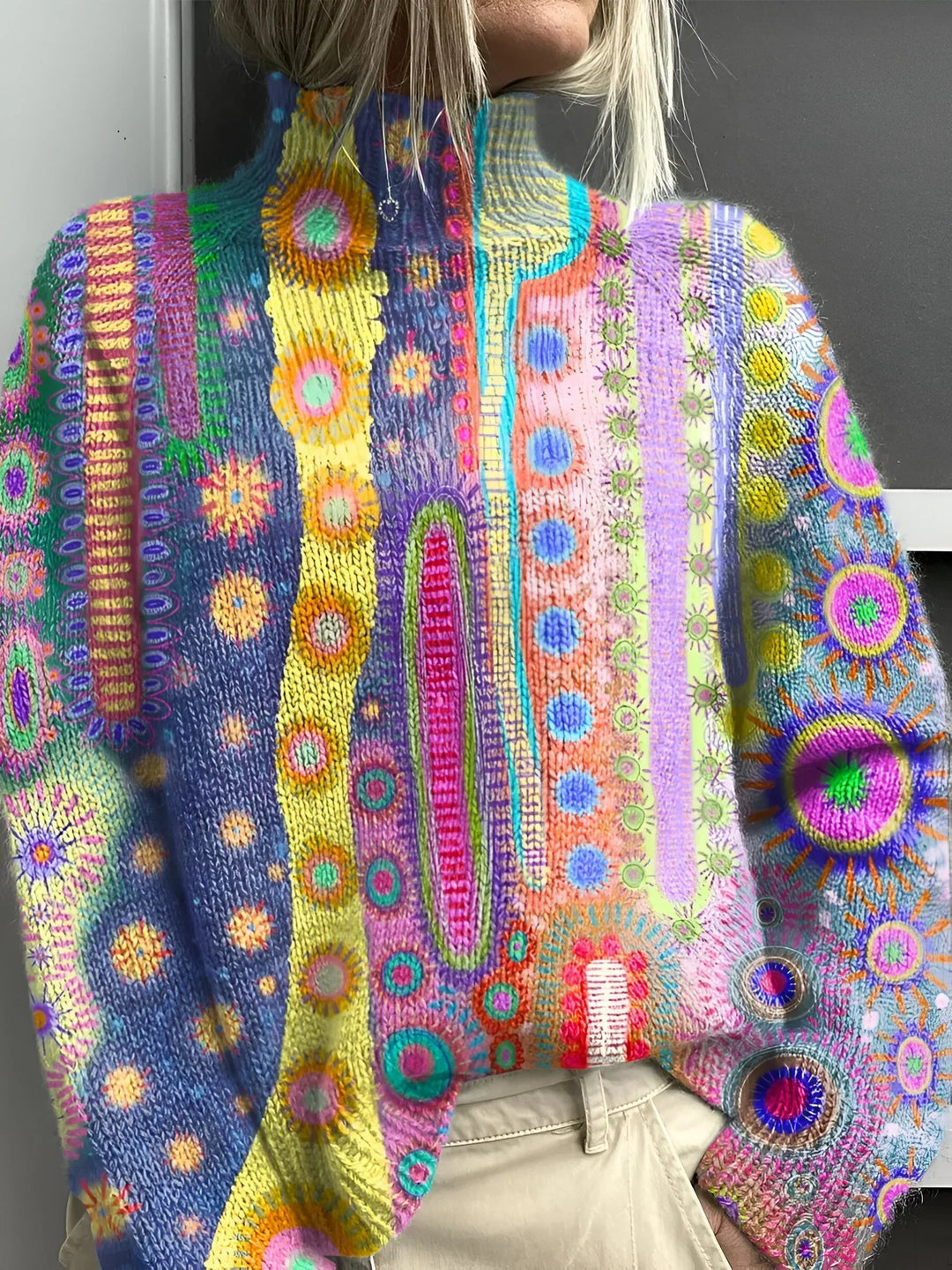 Women's Colorful Knit Turtleneck Sweater - Cozy Winter Essential