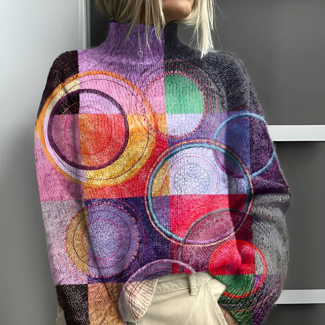 Men's Colorblock Knitted Turtleneck Sweater - Cozy Winter Style