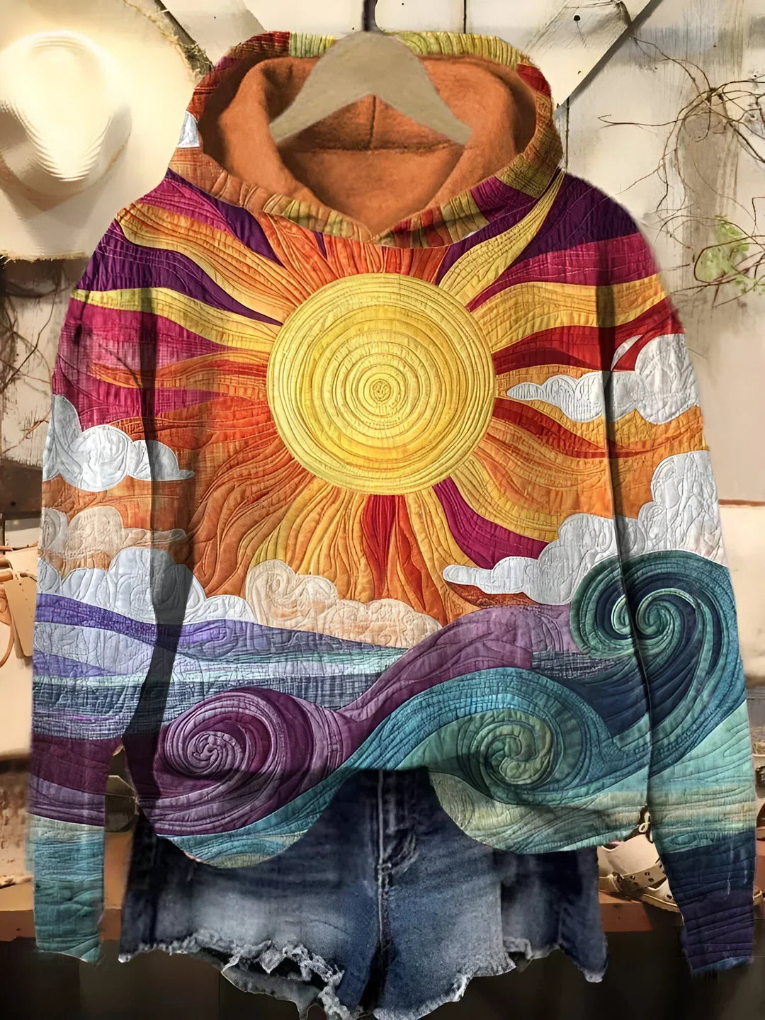 Women's Vintage Sunbeam Hoodie - Sunny Relaxed Style