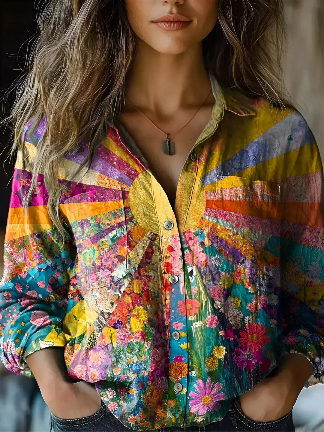 Women's Radiant Sunflower Blouse - Vibrant & Casual