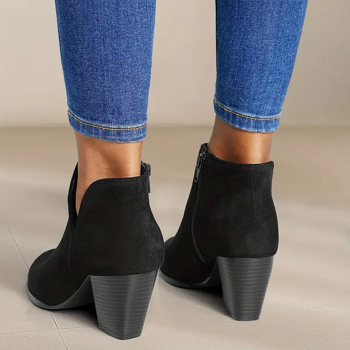 Women's Pointed Suede-Effect Ankle Boot - Versatile Everyday Style