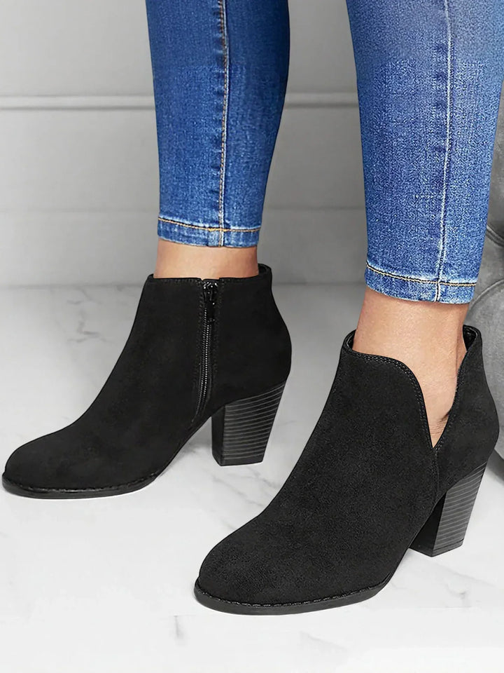 Women's Pointed Suede-Effect Ankle Boot - Versatile Everyday Style