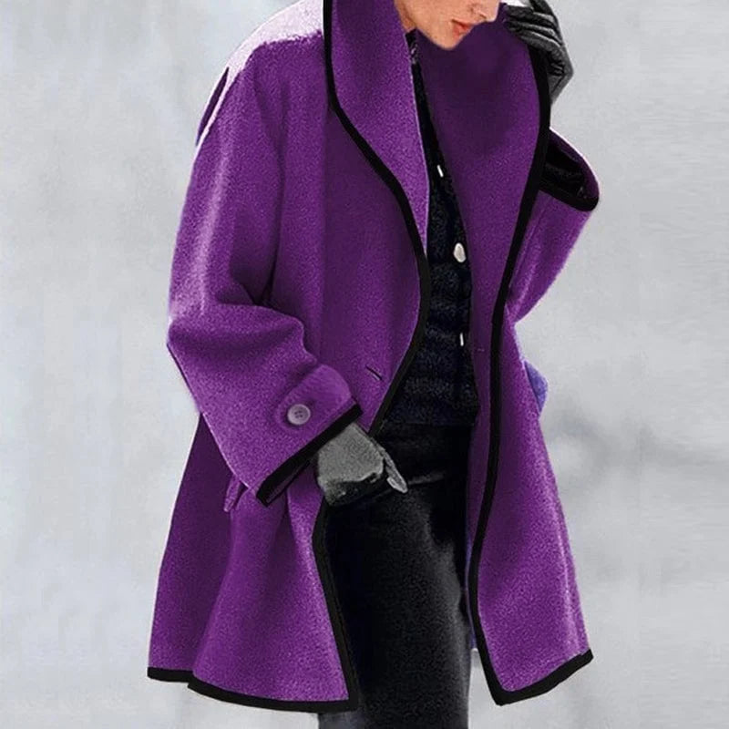 Women's Double-Breasted Cotton Blend Coat - Warm & Elegant