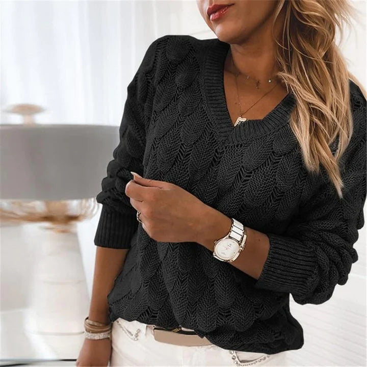 Women's Classic Textured Knit Sweater - Cozy Layering Essential