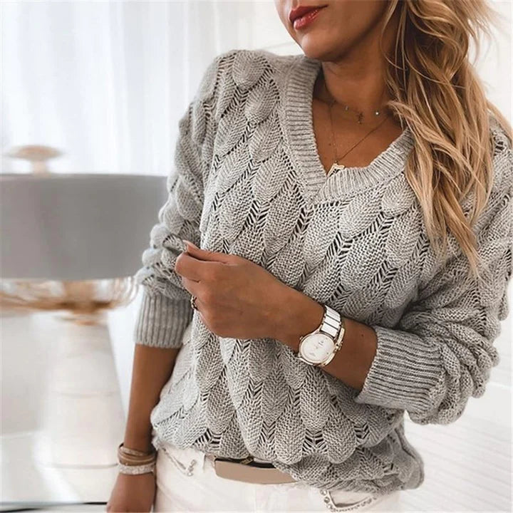 Women's Classic Textured Knit Sweater - Cozy Layering Essential