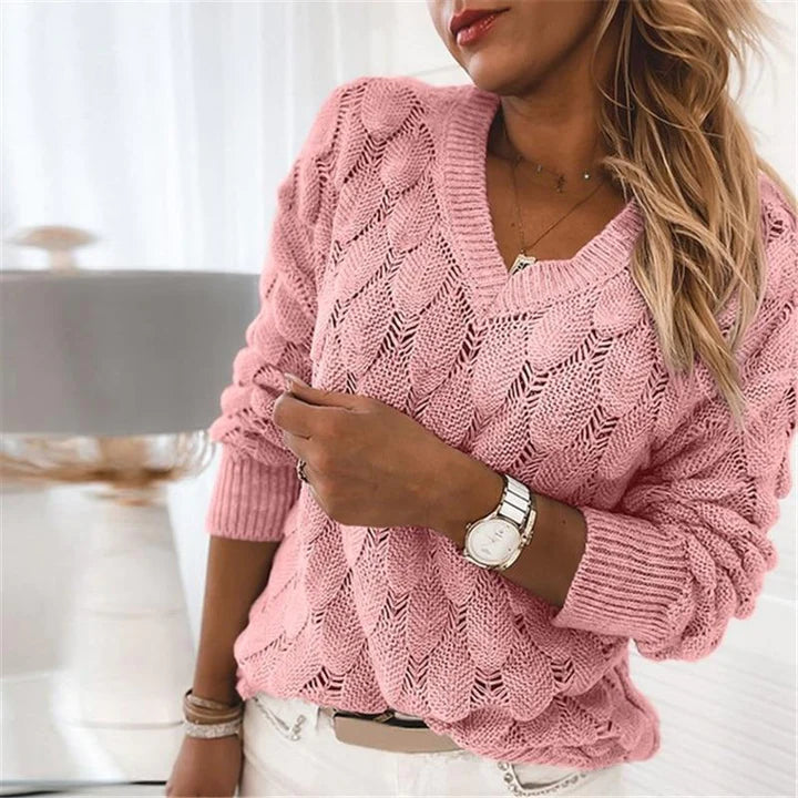 Women's Classic Textured Knit Sweater - Cozy Layering Essential