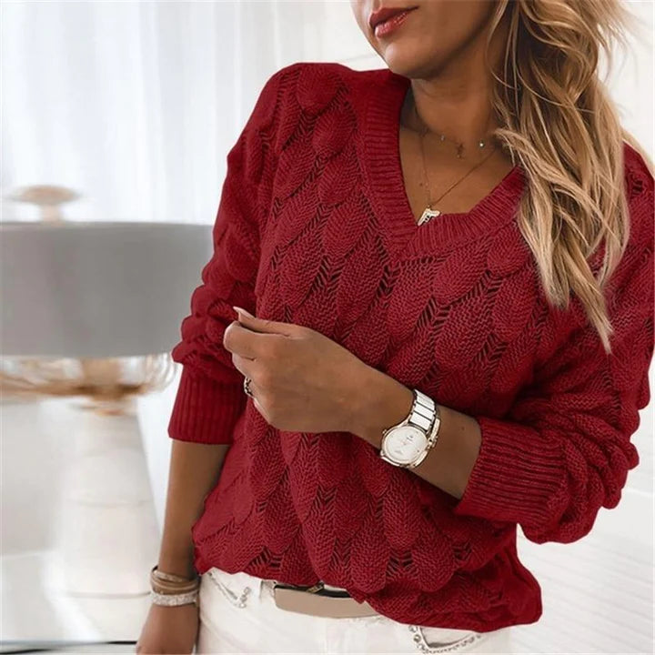 Women's Classic Textured Knit Sweater - Cozy Layering Essential