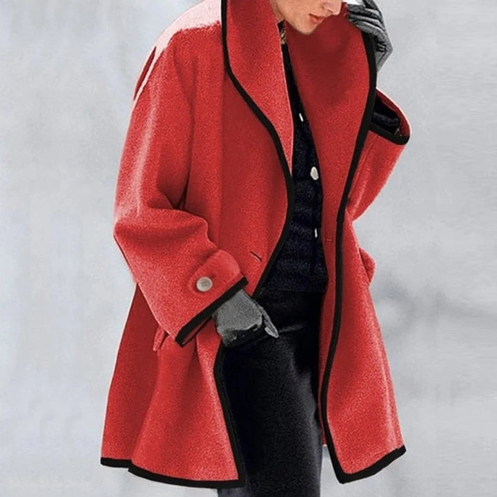 Women's Double-Breasted Cotton Blend Coat - Warm & Elegant