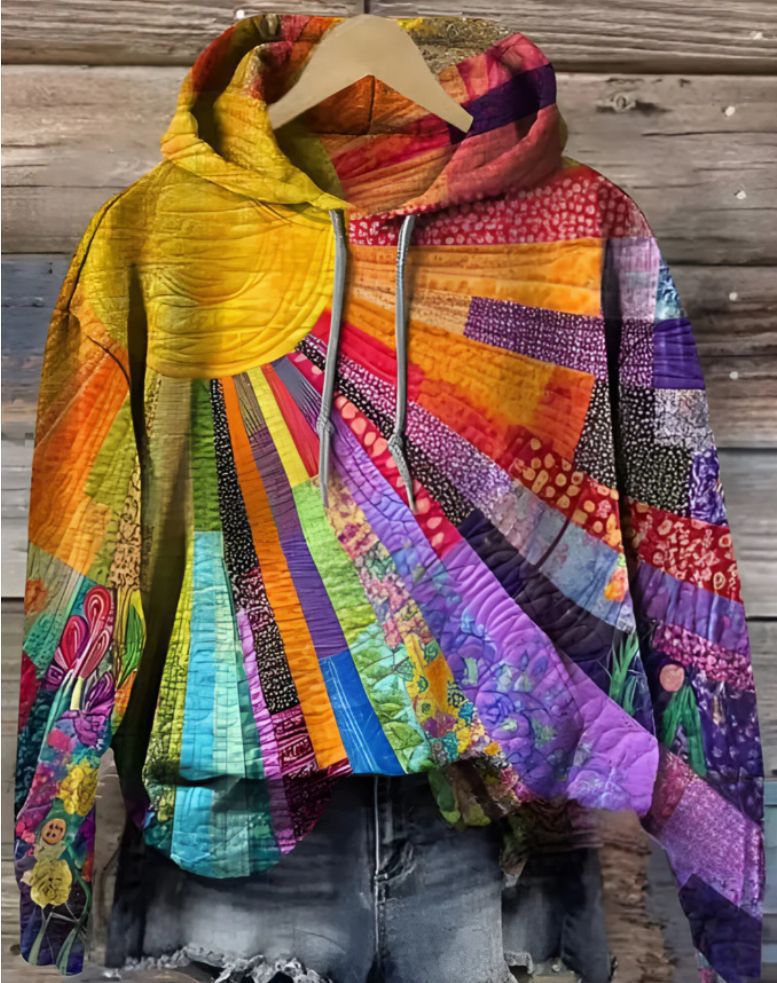 Women's Lillian Hooded Patchwork Jacket - Vibrant Layered Style