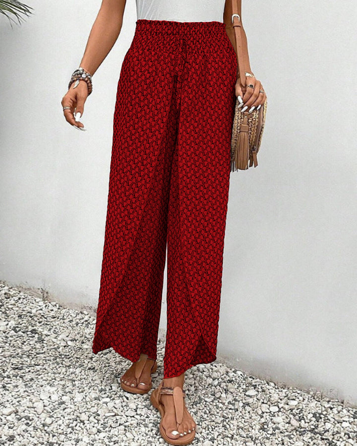 Women's Geometric Print Wide-Leg Trousers - Bold & Comfortable