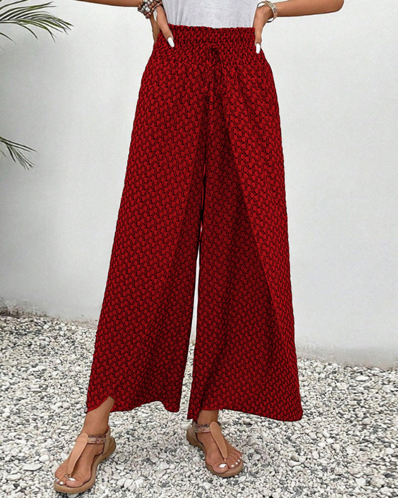 Women's Geometric Print Wide-Leg Trousers - Bold & Comfortable