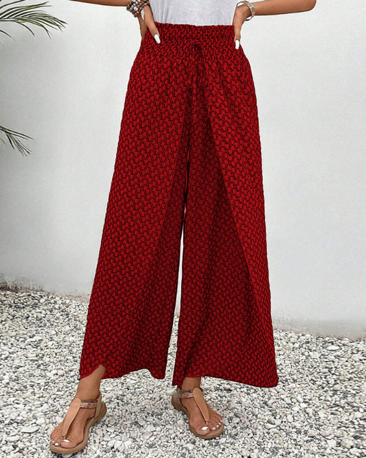 Women's Geometric Print Wide-Leg Trousers - Bold & Comfortable