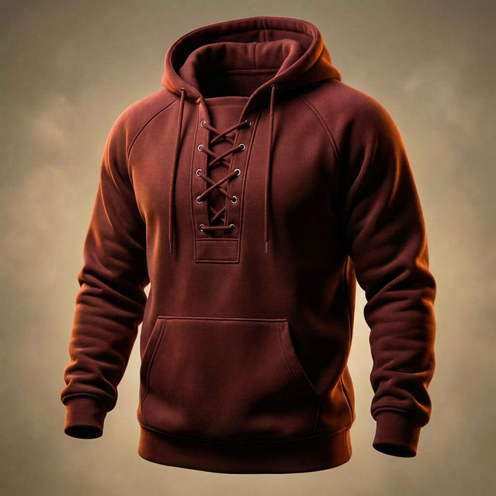 Men's Organic Cotton Hoodie – Lace-Up Front Mid-Weight Hoodie