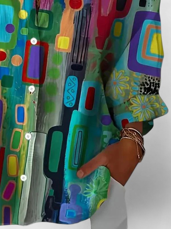 Women's Elegant Geometric Pattern Blouse - Effortless Style