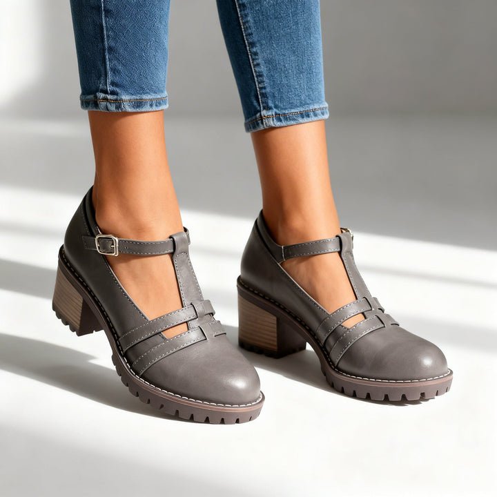 Women's T-Strap Block Heel Loafer - Retro Appeal for Every Day