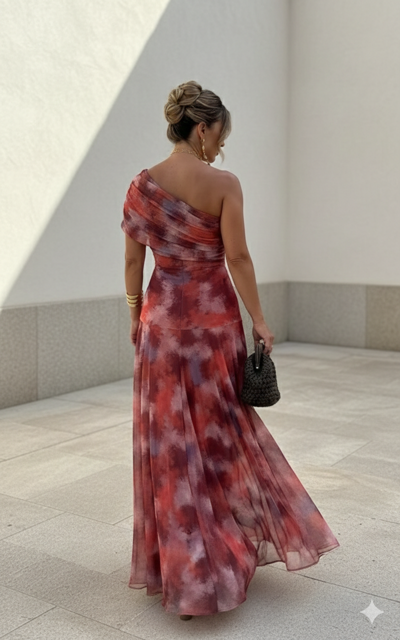 Women's Flowing Wide Dress - Natural Elegance for Day and Night