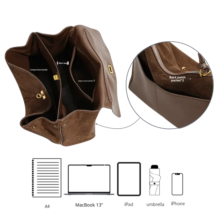 Women's Genuine Suede Shoulder Bag - Spacious & Elegant