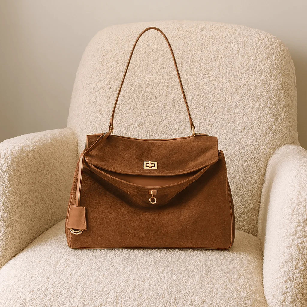 Women's Genuine Suede Shoulder Bag - Spacious & Elegant