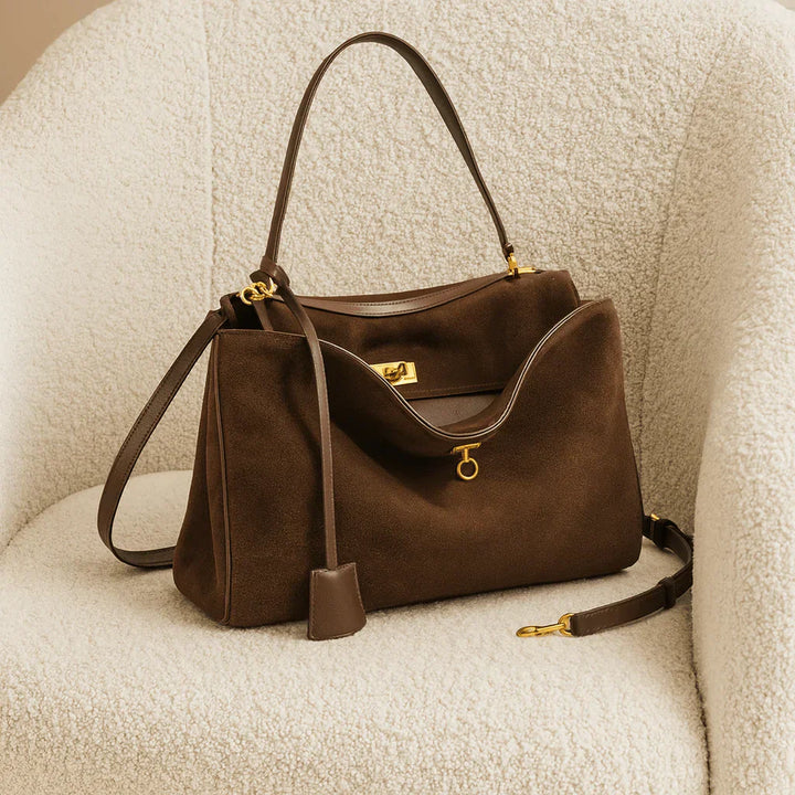 Women's Genuine Suede Shoulder Bag - Spacious & Elegant