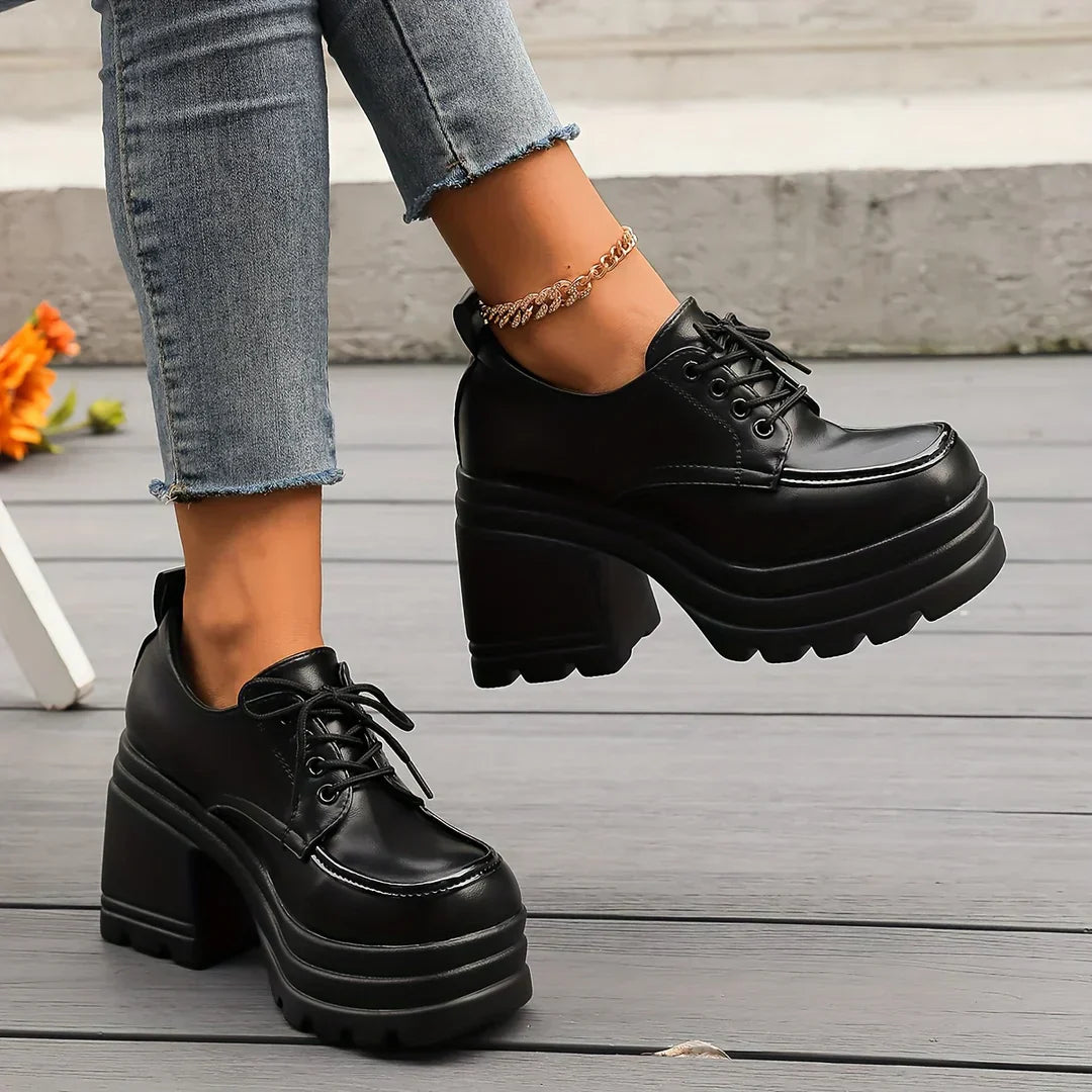 Women's Vegan Leather Platform Oxfords - Elegant Dress Shoes