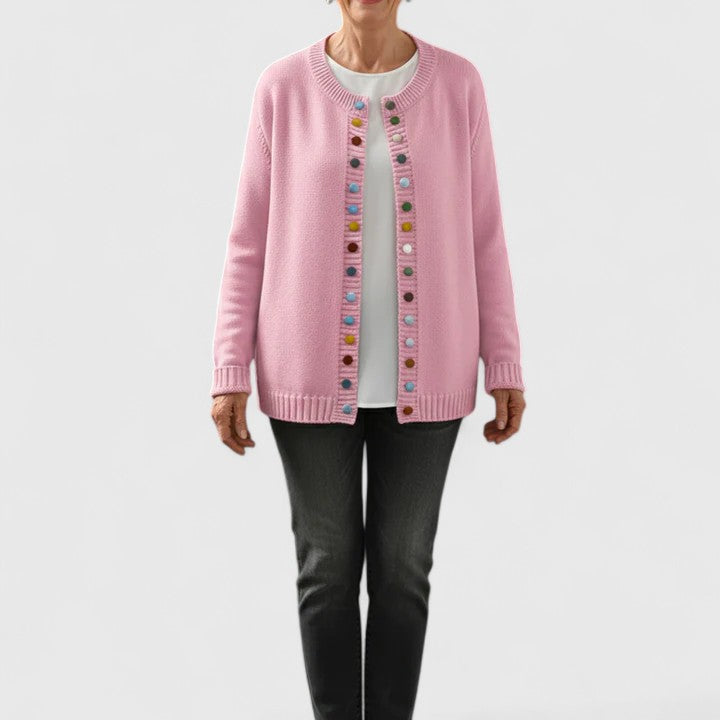 Women's Knit Whimsical Button Cardigan - Playful Everyday Layer