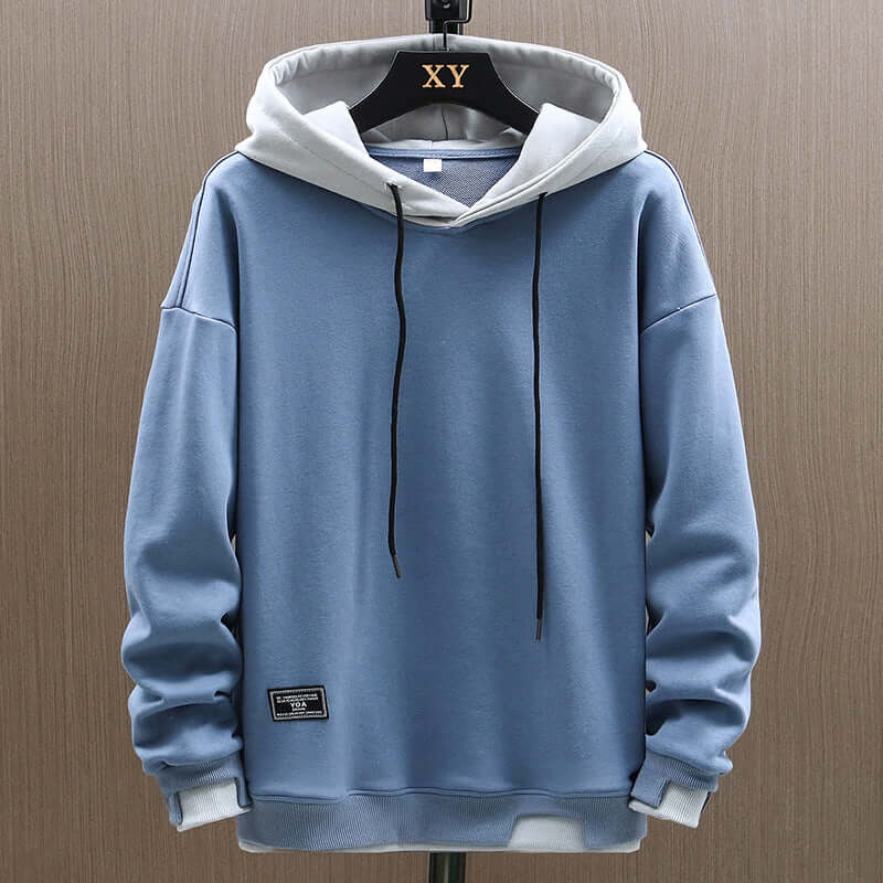 Men's Two-Tone Fleece Hoodie - Casual Everyday Hooded Top