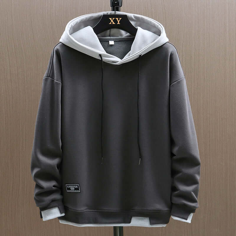 Men's Two-Tone Fleece Hoodie - Casual Everyday Hooded Top