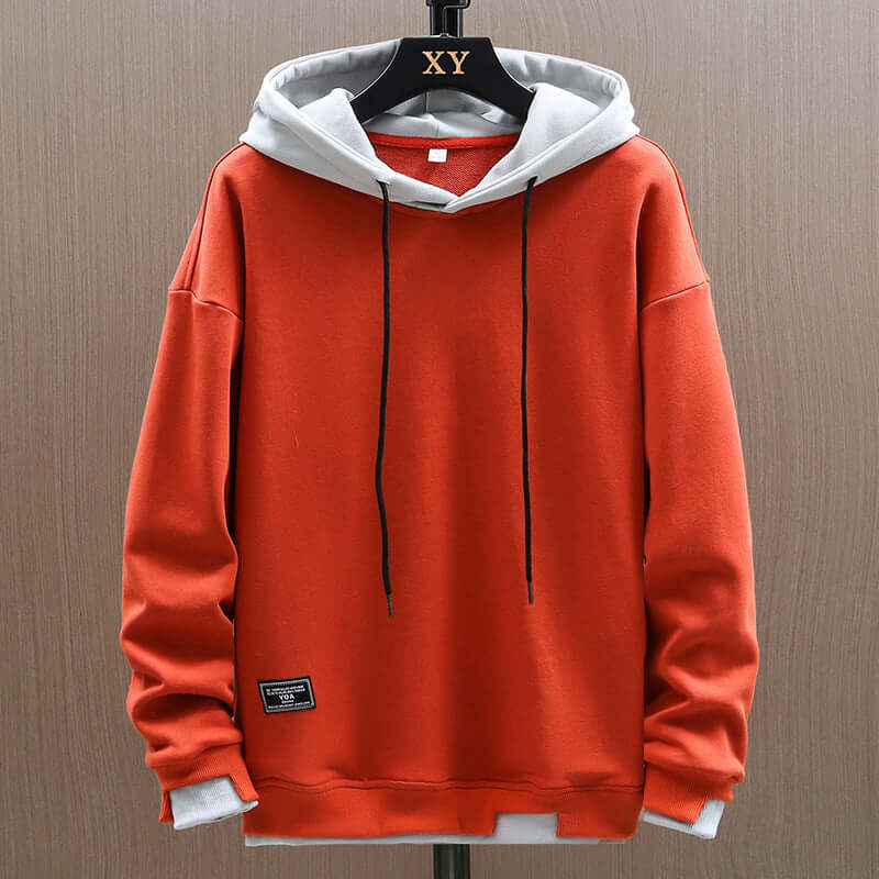 Men's Two-Tone Fleece Hoodie - Casual Everyday Hooded Top