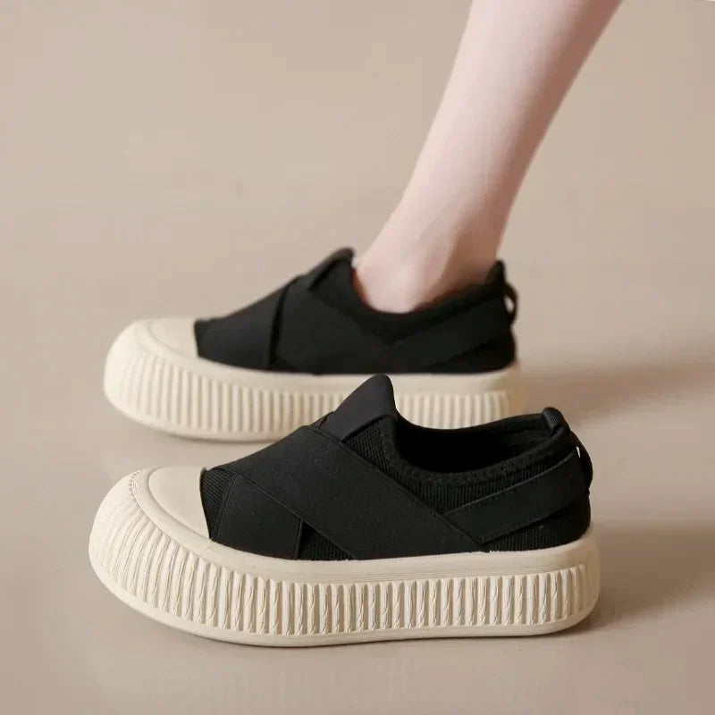 Women's Cross-Band Slip-On Trainers – Lightweight Mesh Shoes