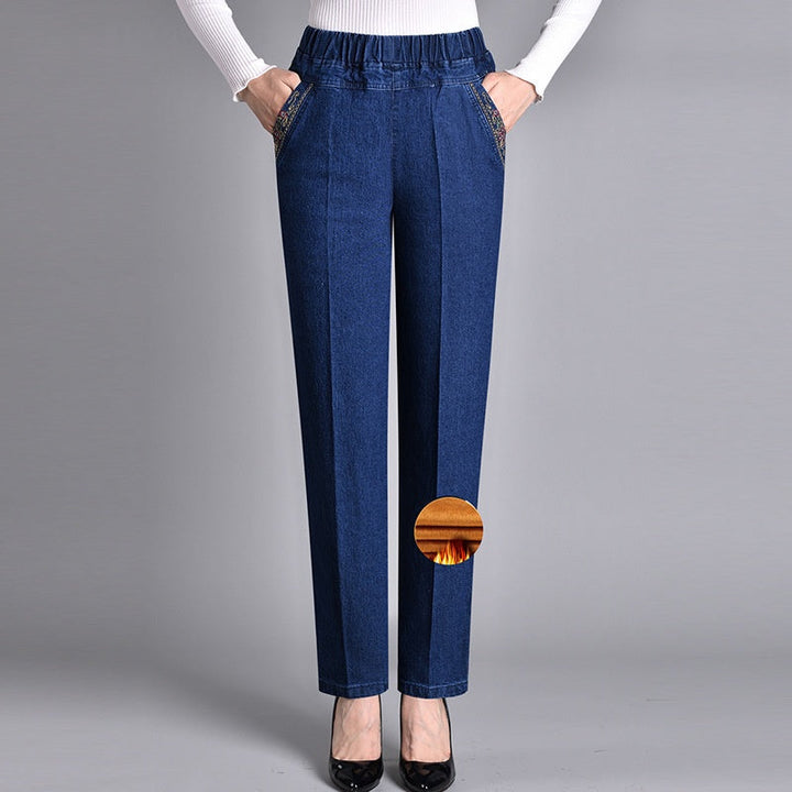 Women's Harper High-Waist Elastic Denim Trousers - Everyday Comfort