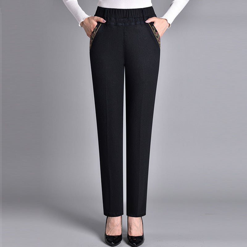 Women's Harper High-Waist Elastic Denim Trousers - Everyday Comfort