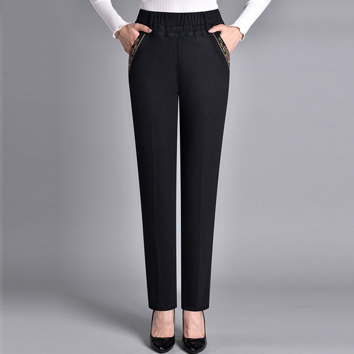 Women's Harper High-Waist Elastic Denim Trousers - Everyday Comfort