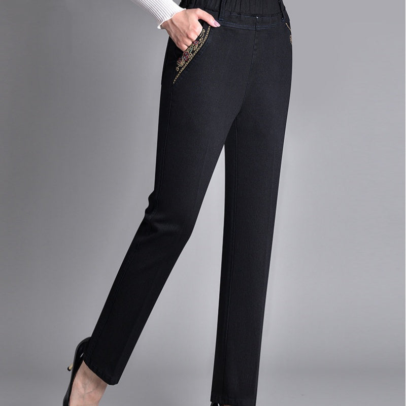 Women's Harper High-Waist Elastic Denim Trousers - Everyday Comfort