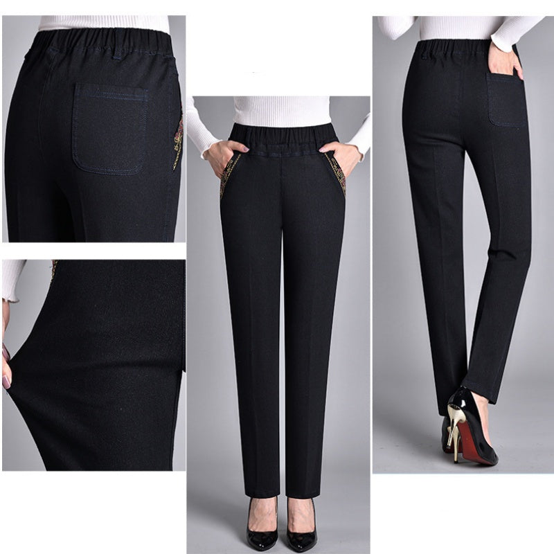 Women's Harper High-Waist Elastic Denim Trousers - Everyday Comfort