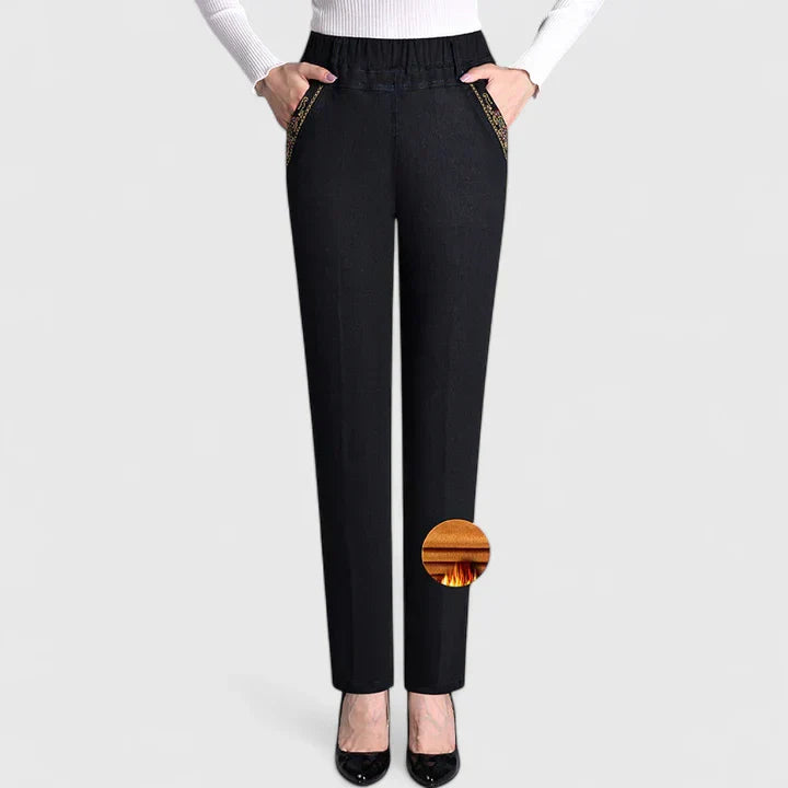 Women's Straight Leg Elastic Waist Jeans - Sophisticated Comfort