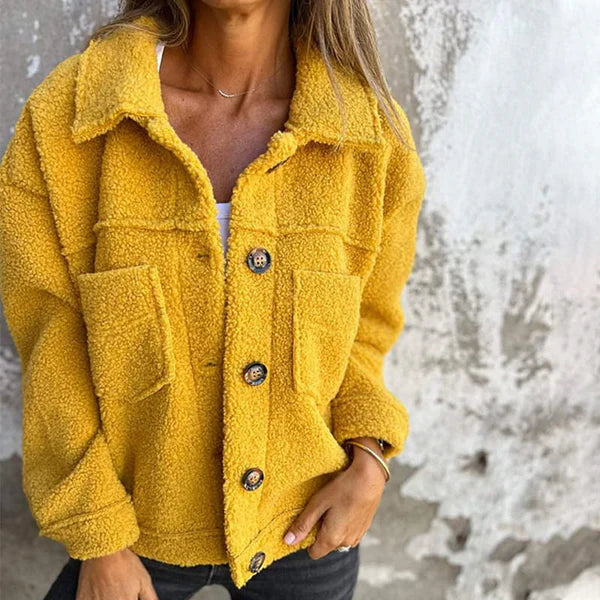 Women's Short Wool Lapel Blazer - Cozy Autumn Staple