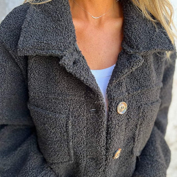 Women's Short Wool Lapel Blazer - Cozy Autumn Staple