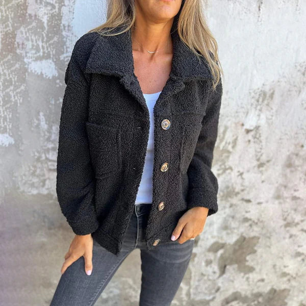 Women's Short Wool Lapel Blazer - Cozy Autumn Staple