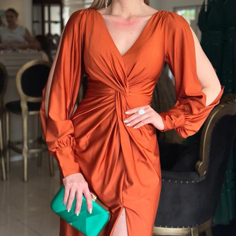 Women's Glossy Flowy Floor-Length Maxi Dress - Elegant