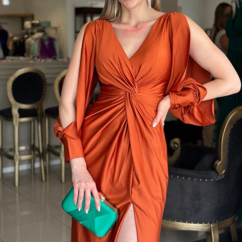 Women's Glossy Flowy Floor-Length Maxi Dress - Elegant