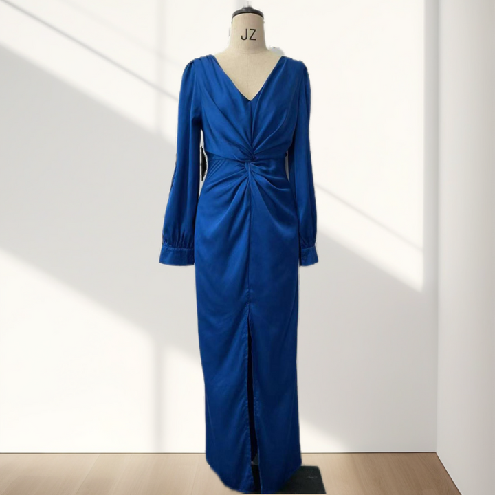 Women's Glossy Flowy Floor-Length Maxi Dress - Elegant