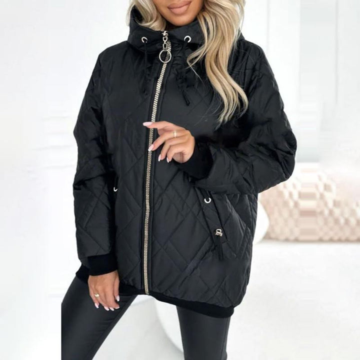 Women's Diamond Quilted Hooded Jacket - Chic Cold-Weather Style