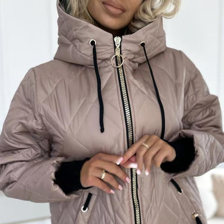 Women's Diamond Quilted Hooded Jacket - Chic Cold-Weather Style