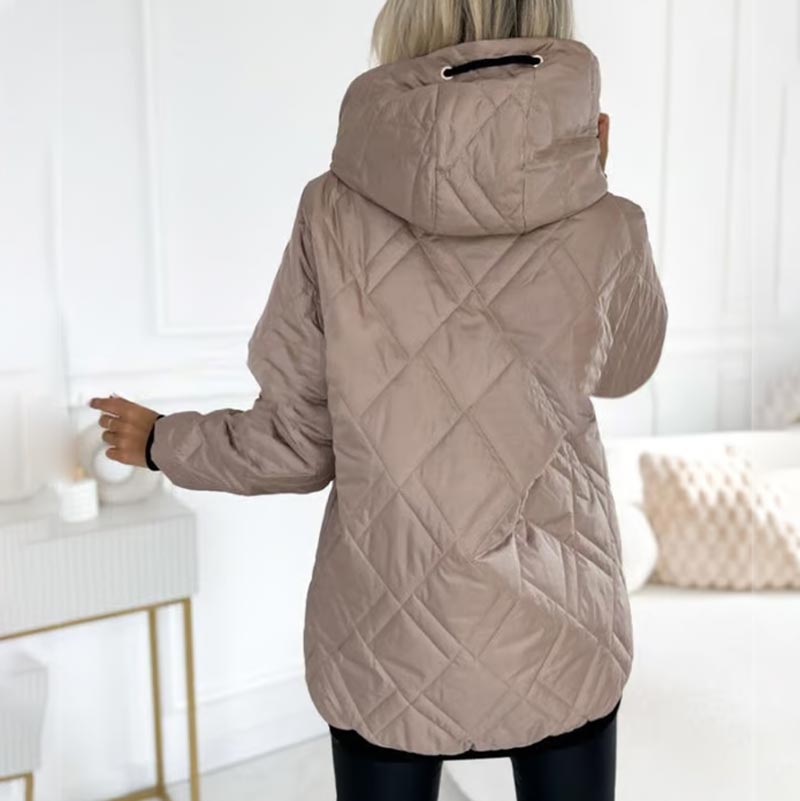 Women's Diamond Quilted Hooded Jacket - Chic Cold-Weather Style