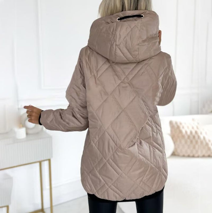 Women's Diamond Quilted Hooded Jacket - Chic Cold-Weather Style