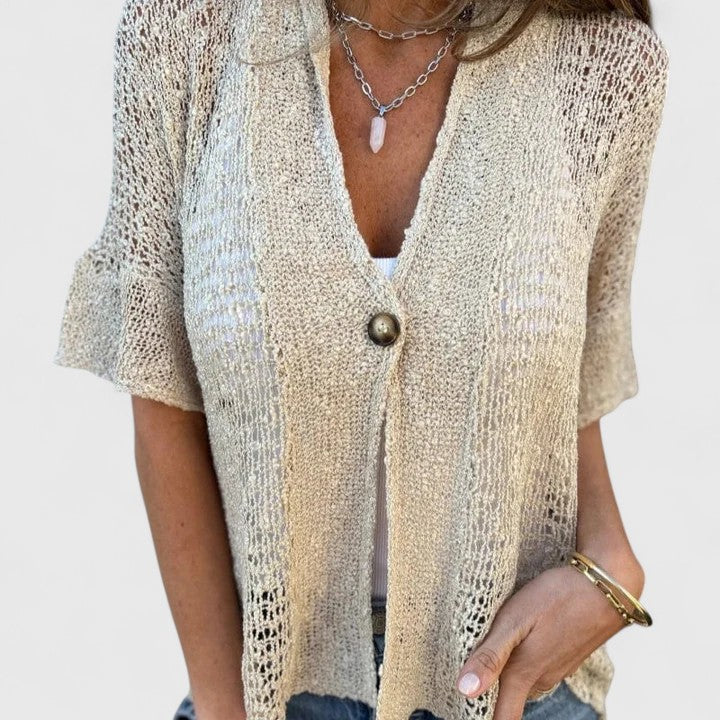 Women's Calista Knit Shirt – Breezy Open-Stitch Top for Layering